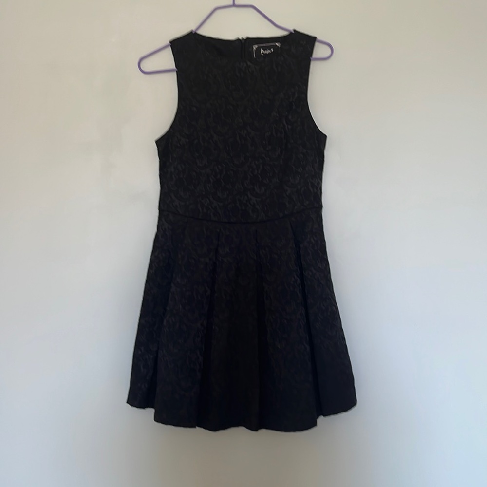 Made in Korea High Neck Pleated Black Dress